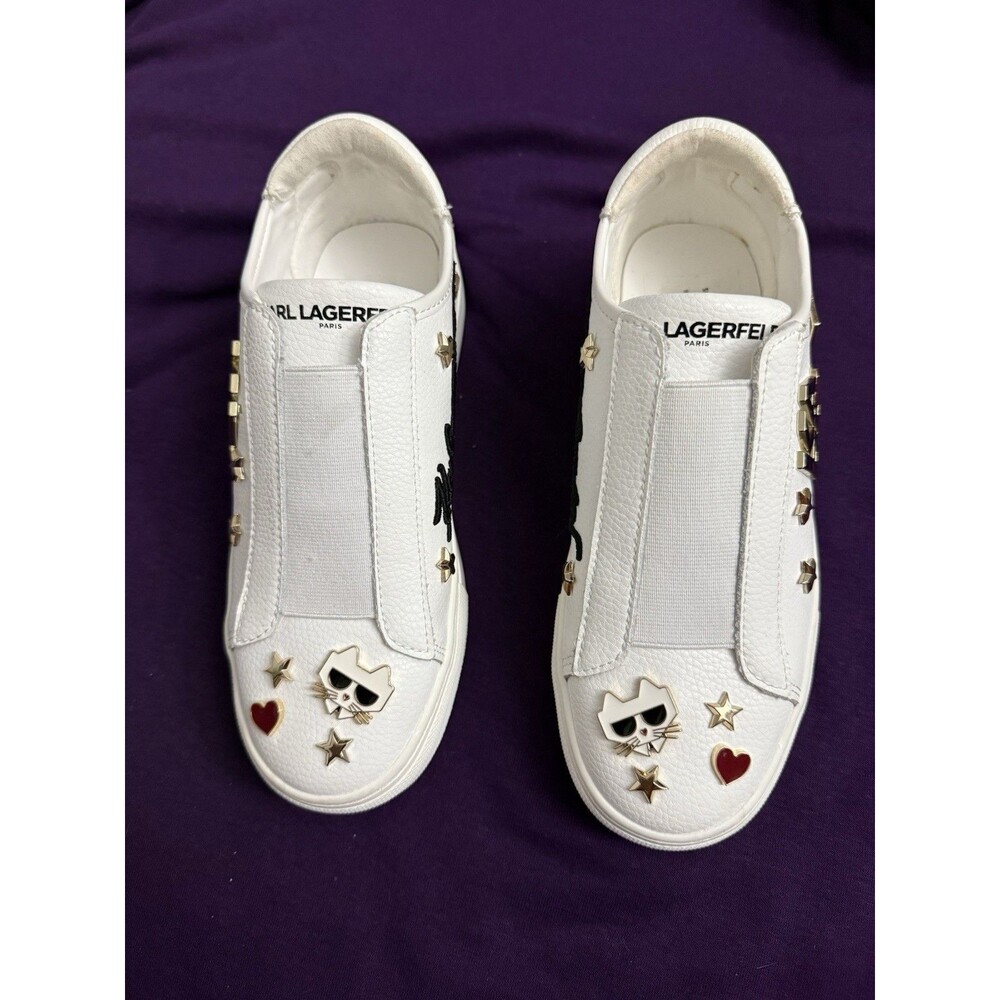 KARL LAGERFELD PARIS Caitie Logo Graphic Slip On Sneakers Size:5.5US